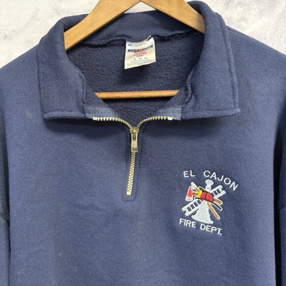 Vintage Fire Dept Sweatshirt Mens XL Blue El Cajon Fire Fighter Embroidered - Picture 3 of 12